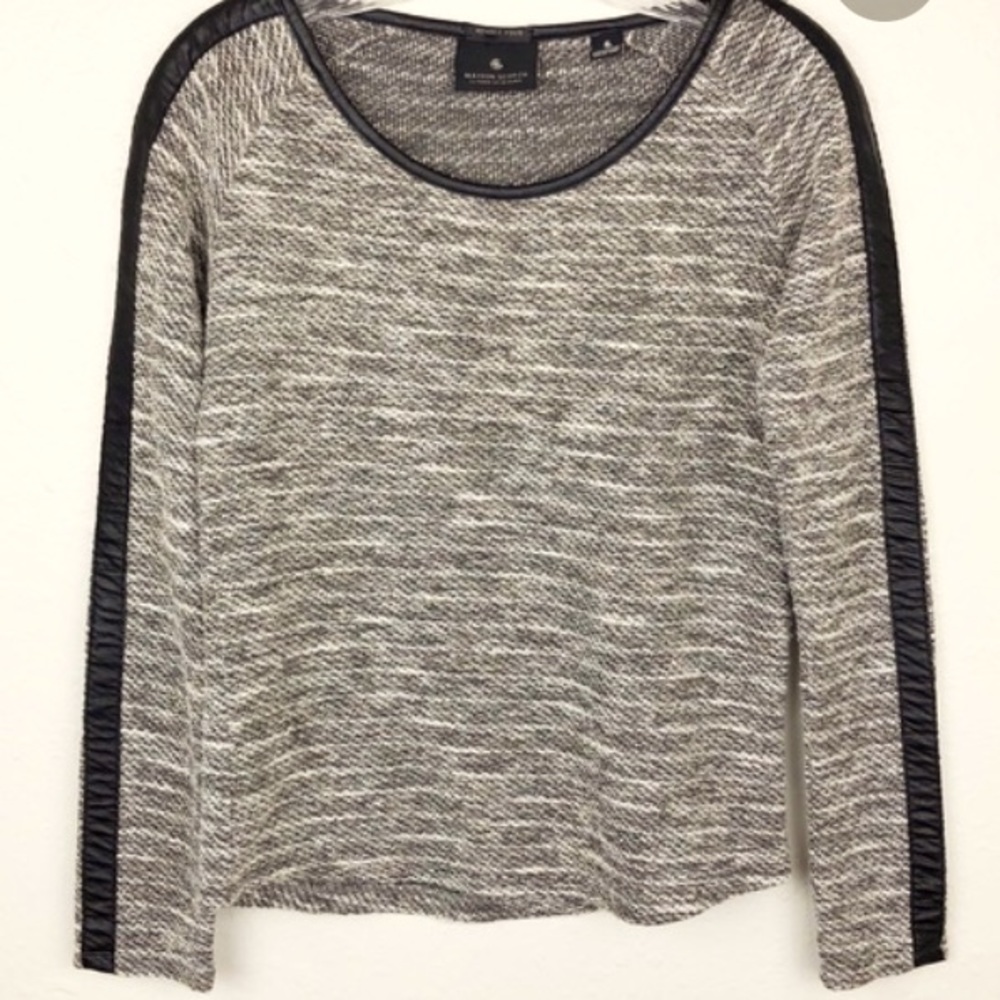 Scotch and soda leather trimmed sweater